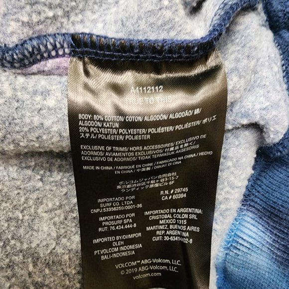 Volcom Scrowed Ballpoint Blue Tie Dye Pullover Hoodie Sweater Men Small - Picture 4 of 6